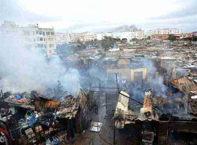 شاهد...الدار البيضاء حريق مهول يلتهم سوق “دالاس” 