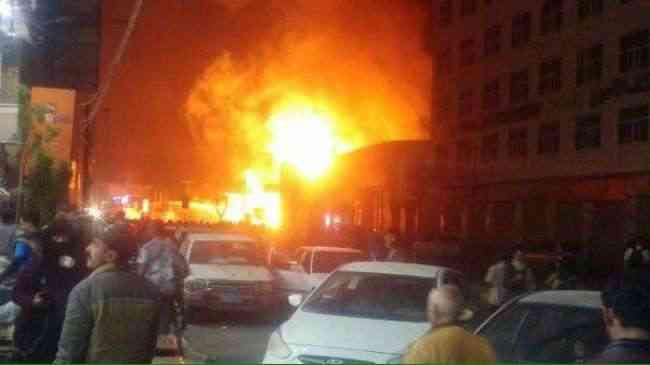 حريق هائل وسط العاصمة صنعاء ومصدر يكشف السبب!