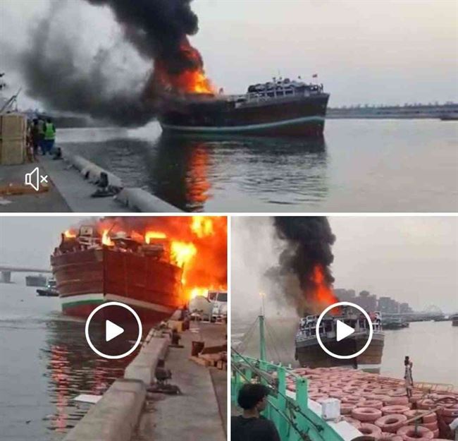 فيديوهات.. حريق كبير يلتهم 195 سيارة لتجار يمنيين في البحر