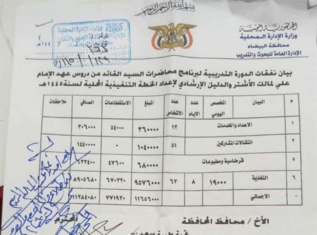 الحوثيون يصرفون 11 مليون ريال لعرض محاضرات سيدهم بمحافظة واحدة